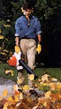 スチールBG85ブロワ落ち葉掃除中